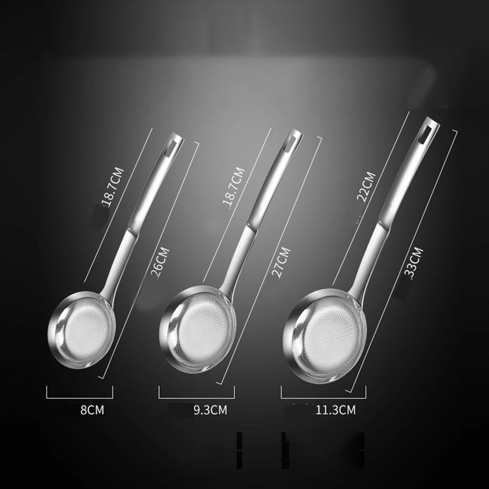 Fine Mesh Sieve Scoop Long Handle Hot Pot Skimmer Scoop Stainless Steel Kitchen Percolator Heat Resistant Kitchen Accessories