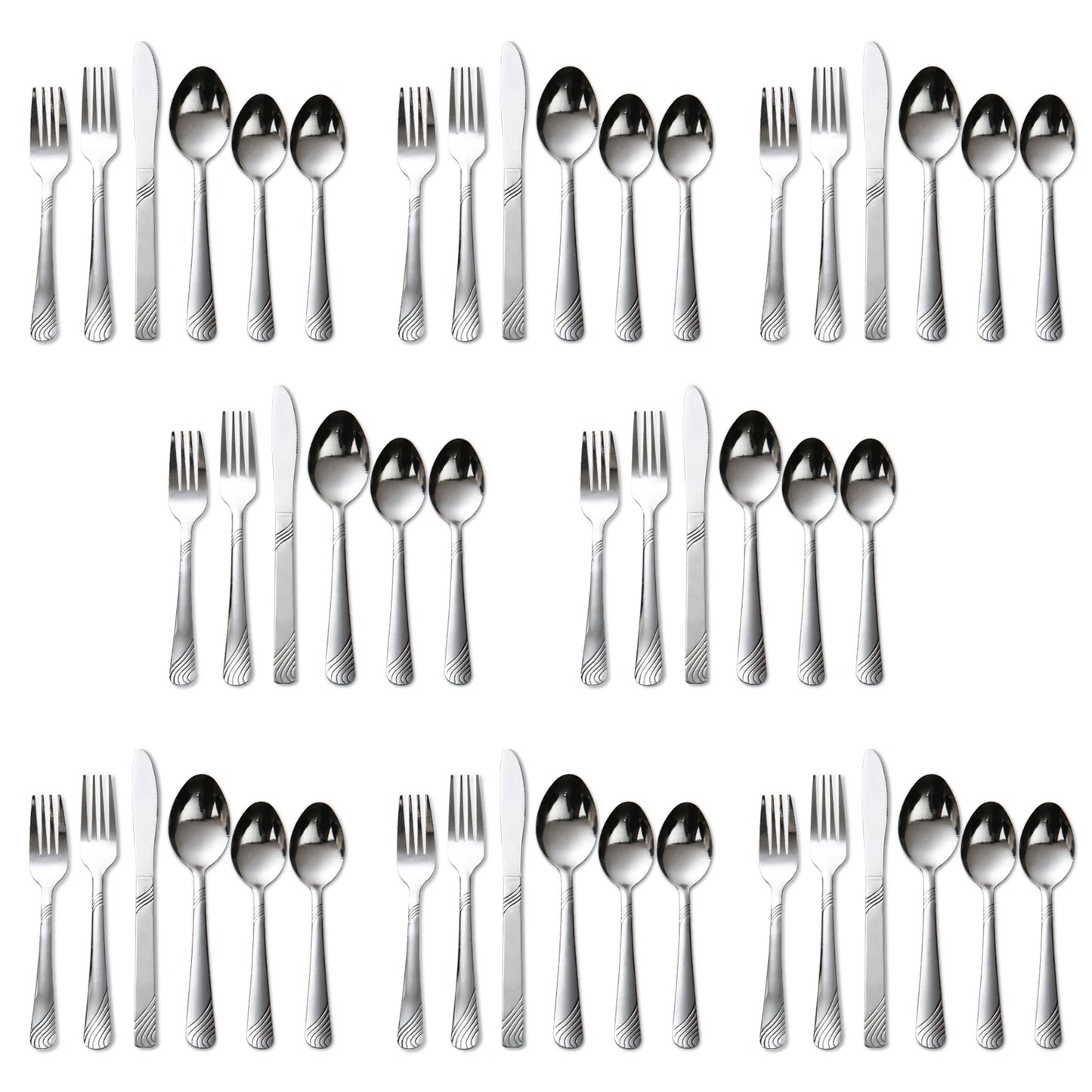 HANSMART 48 Pcs Cutlery Set For 8 Stainless Steel Knife Fork Spoon Tableware Flatware Set Kitchen Dinnerware Gift
