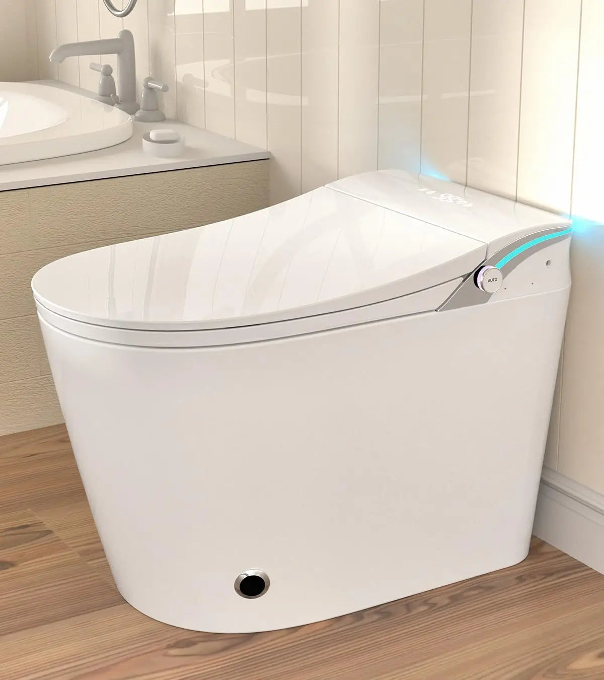 Black Smart Toilet with Bidet Built In, Heated Seat, Warm Water and Dry,ADA Comfort Height Foot Sensor and Night, Customized
