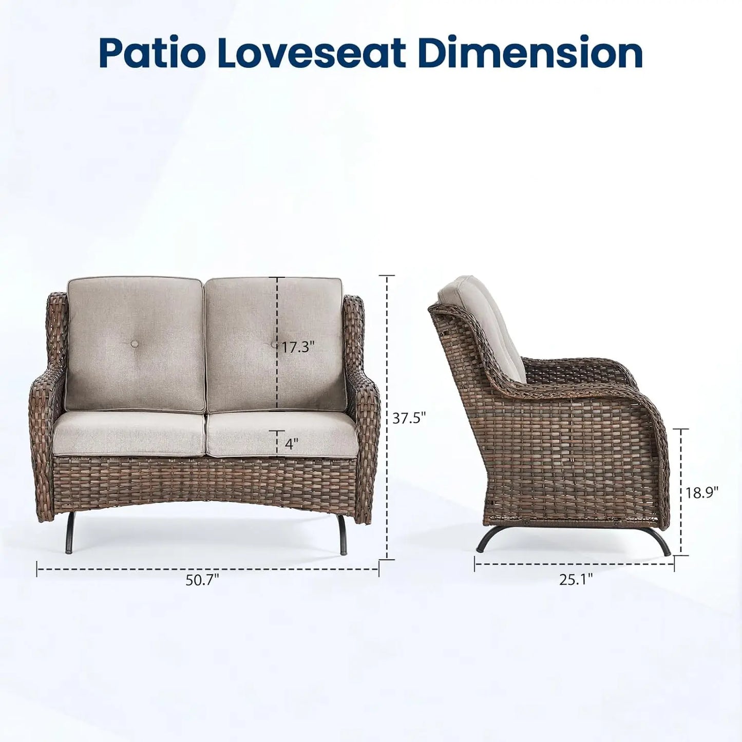 Patio Loveseat Sofa, Outdoor Wicker Loveseat with Luxury Thick Cushion, All-Weather Patio Furniture Set, Outdoor, Customized