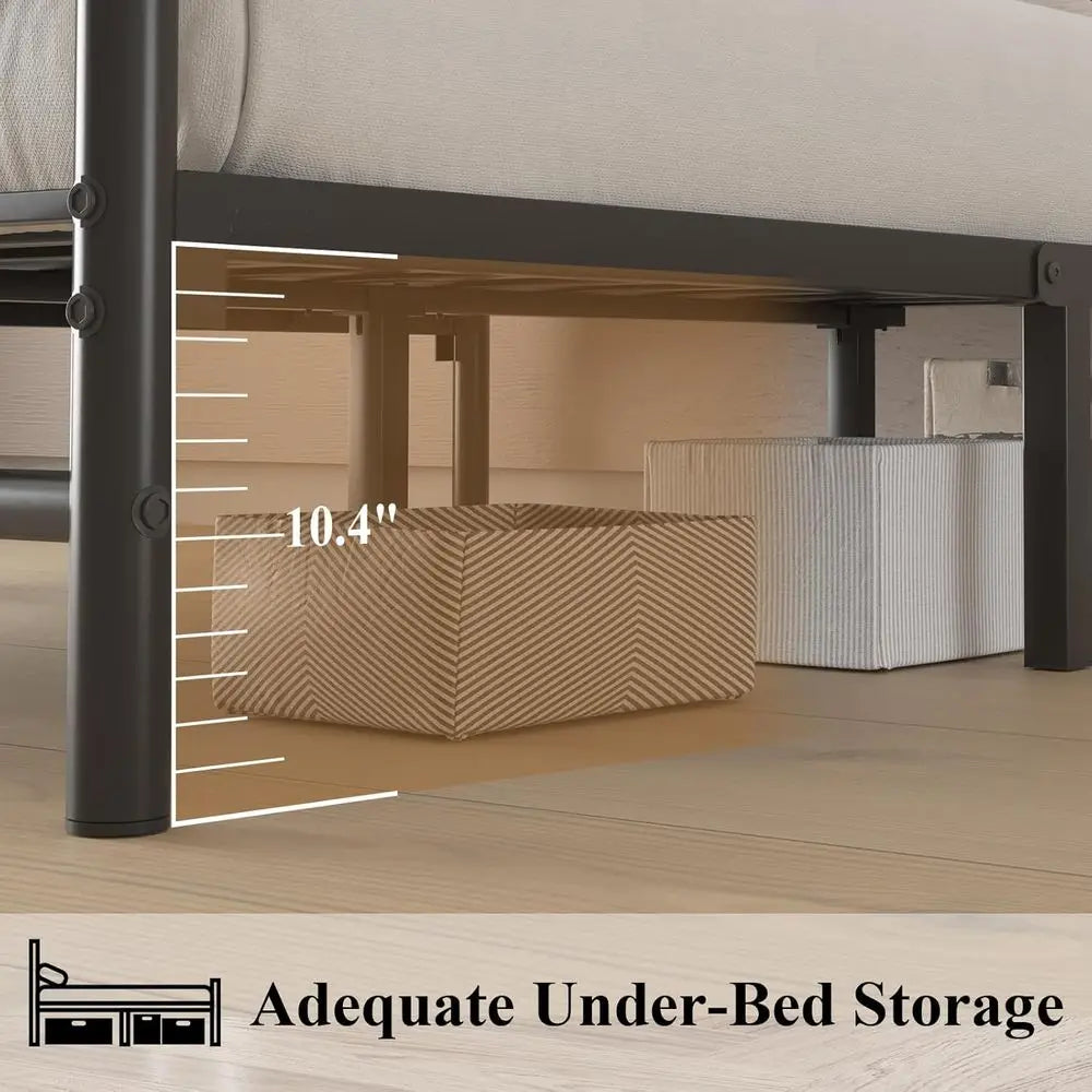 Full Metal Platform Bed with Sleek Design, Solid Slat Support, No Box Spring Required, Easy Assembly, Quiet Operation, Black