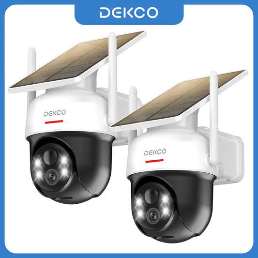 Dekco 2/3/4pcs Solar WiFi Camera 3MP 100% Wire-Free 5000mAh Battery Two-way Audio Security Camera Wireless PTZ CCTV Camera