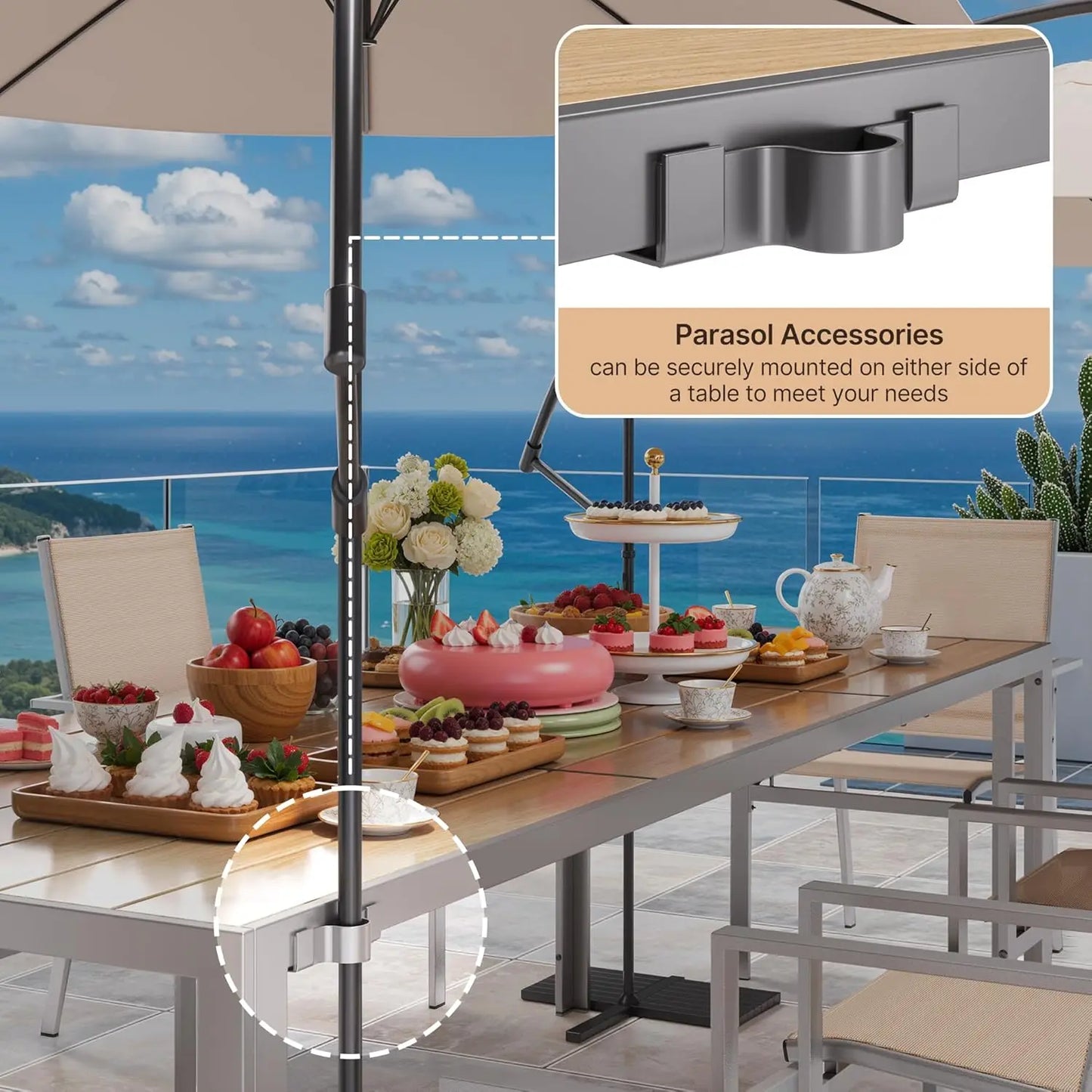 Outdoor Table and Chairs, Patio Table and Chairs Set Includes 89" Rectangle Patio Table with Umbrella Hole and 8, Customized