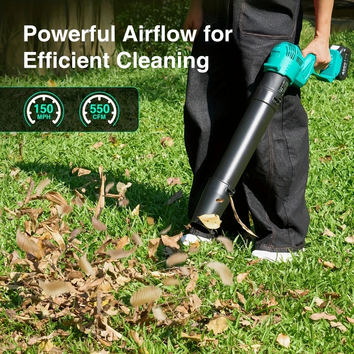 TaskStar Cordless Leaf Blower Yard Leaf Removal Storm Machine 5-Speed Adjustable Blower Power Tools With 2 4000mAh Batteries