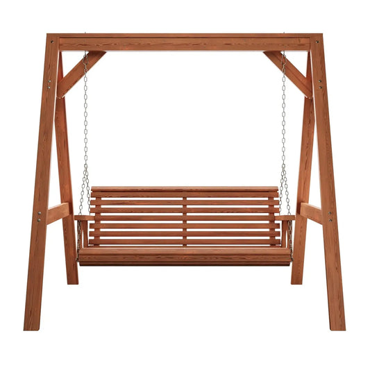 5 Foot Roll Back Swing with A-Frame Stand in Cedar - Freestanding Wood Porch Swing for Patio, Yard or Garden, Customized