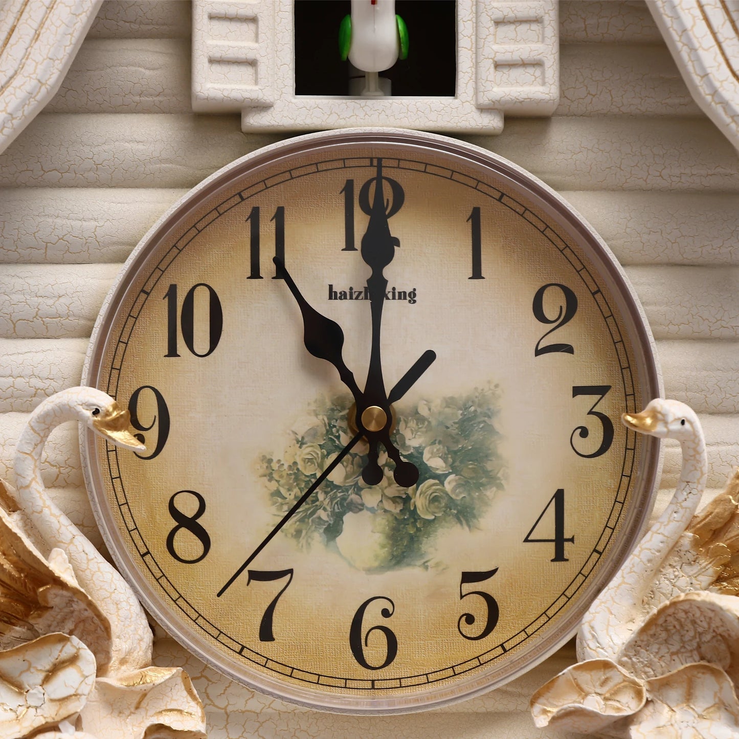 Modern Silent Cuckoo Wall Clock Battery Powered Adjustable Volume House-Shaped Decor 12.8*4.33*27.2in for Living Room Bedroom