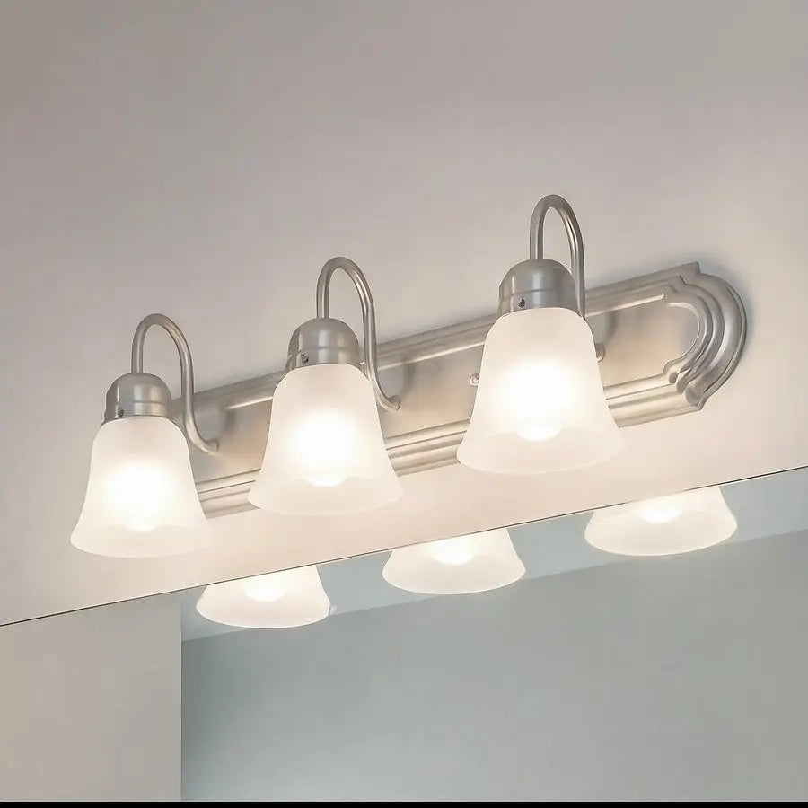 24 3Light Vanity Bath Light in Brushed Nickel, Modern Bathroom Light with Clear Satin Etched Glass, 24 W x 8 H, 5337NIS