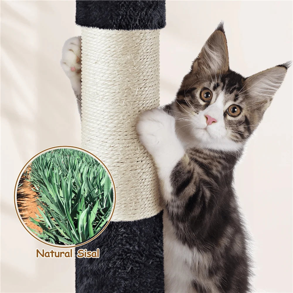 1PC Modern Cat Tree Tower For Small Medium Cats With Cozy Condos, Perch Sisal Posts For ching Play, AntiToppling Indoor Ca