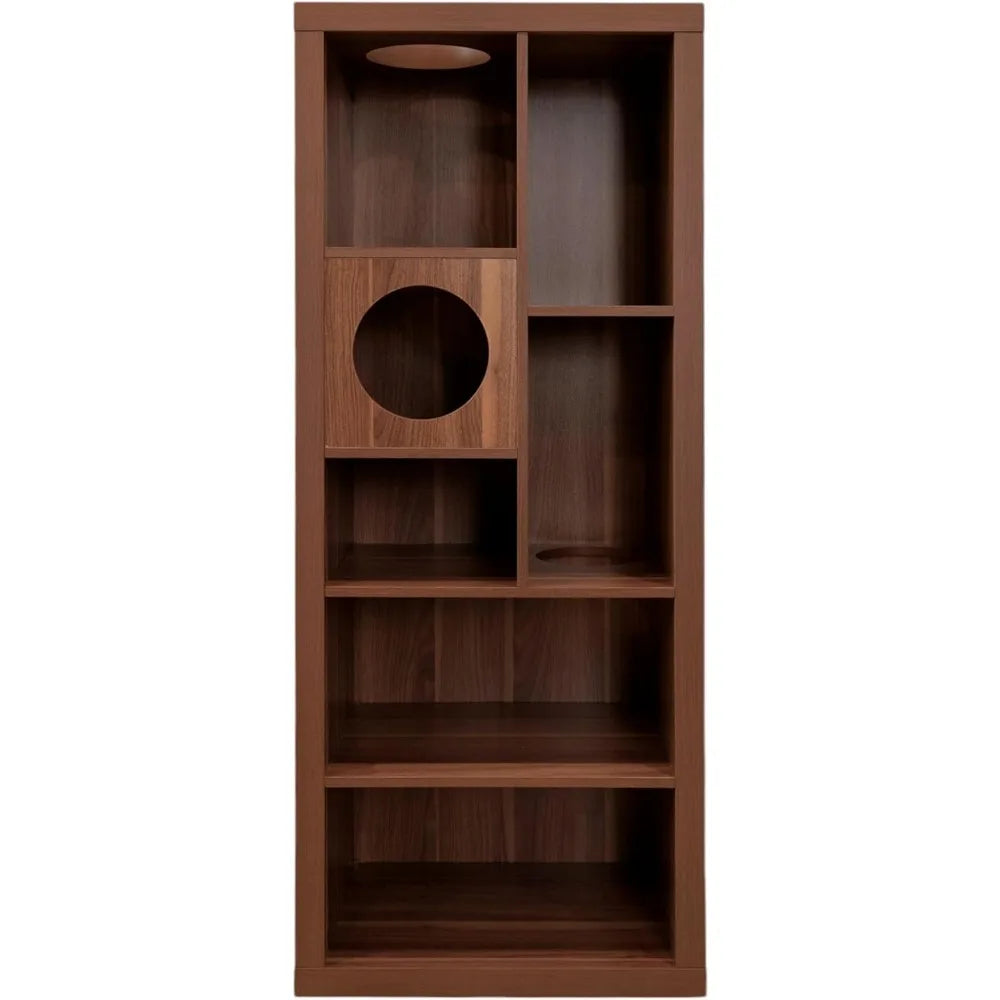 4 Cats & Dogs Cliff Jr. Cat Tree Bookshelf – Stylish Multi-Level Cat Climbing & Hiding Shelf, Space-Saving Bookshelf with 7 Leve