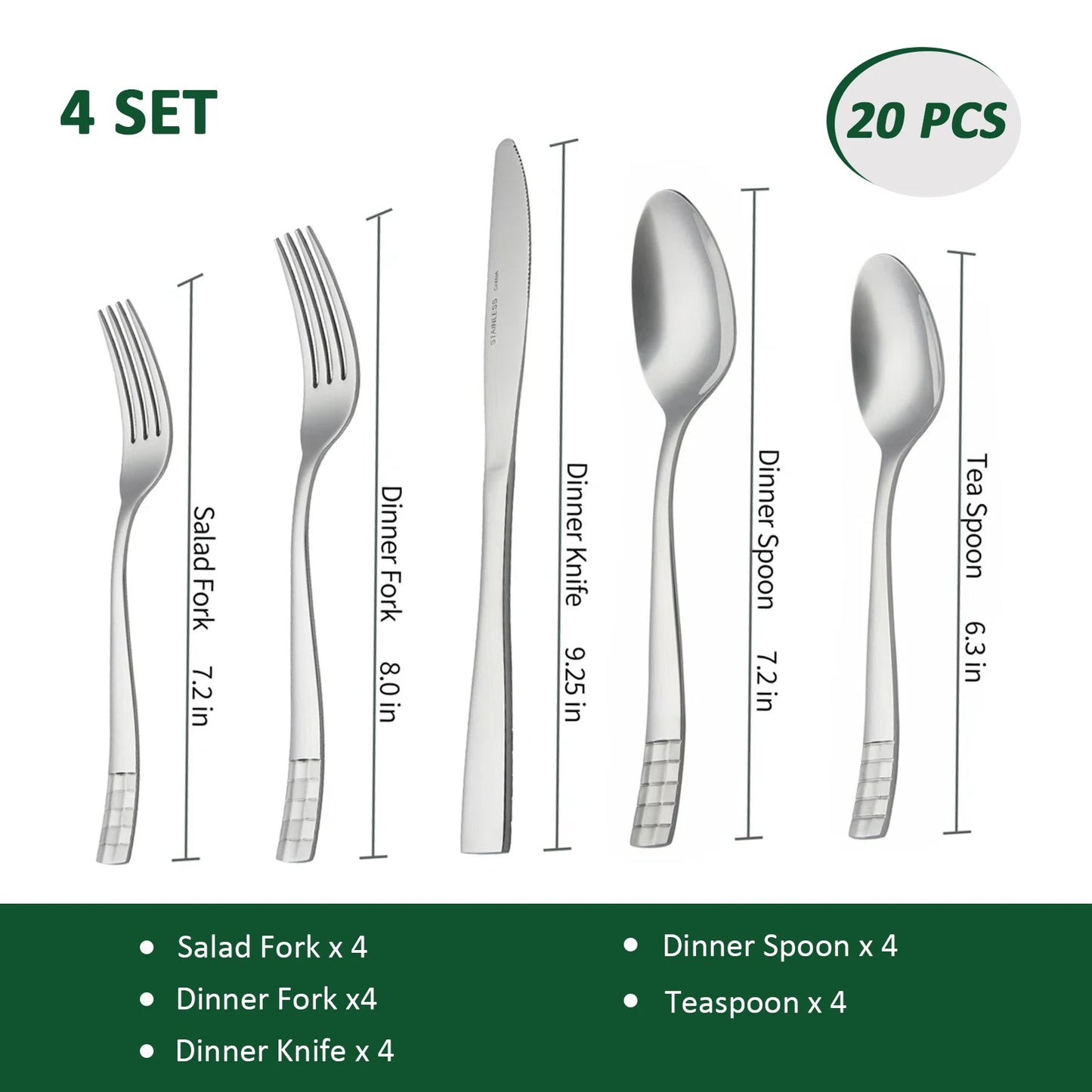 KOOMADE Flatware CHECKERS  20pcs  Remailer home kitchen utensil set  including fork knife and spoon