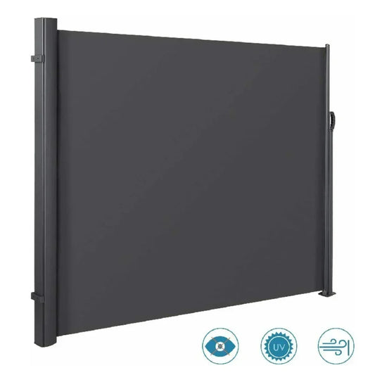 Retractable Side Awning Garden Sun Shade Screen Privacy Divider Deck Wind Fence Pool Shed Awning PU Coated