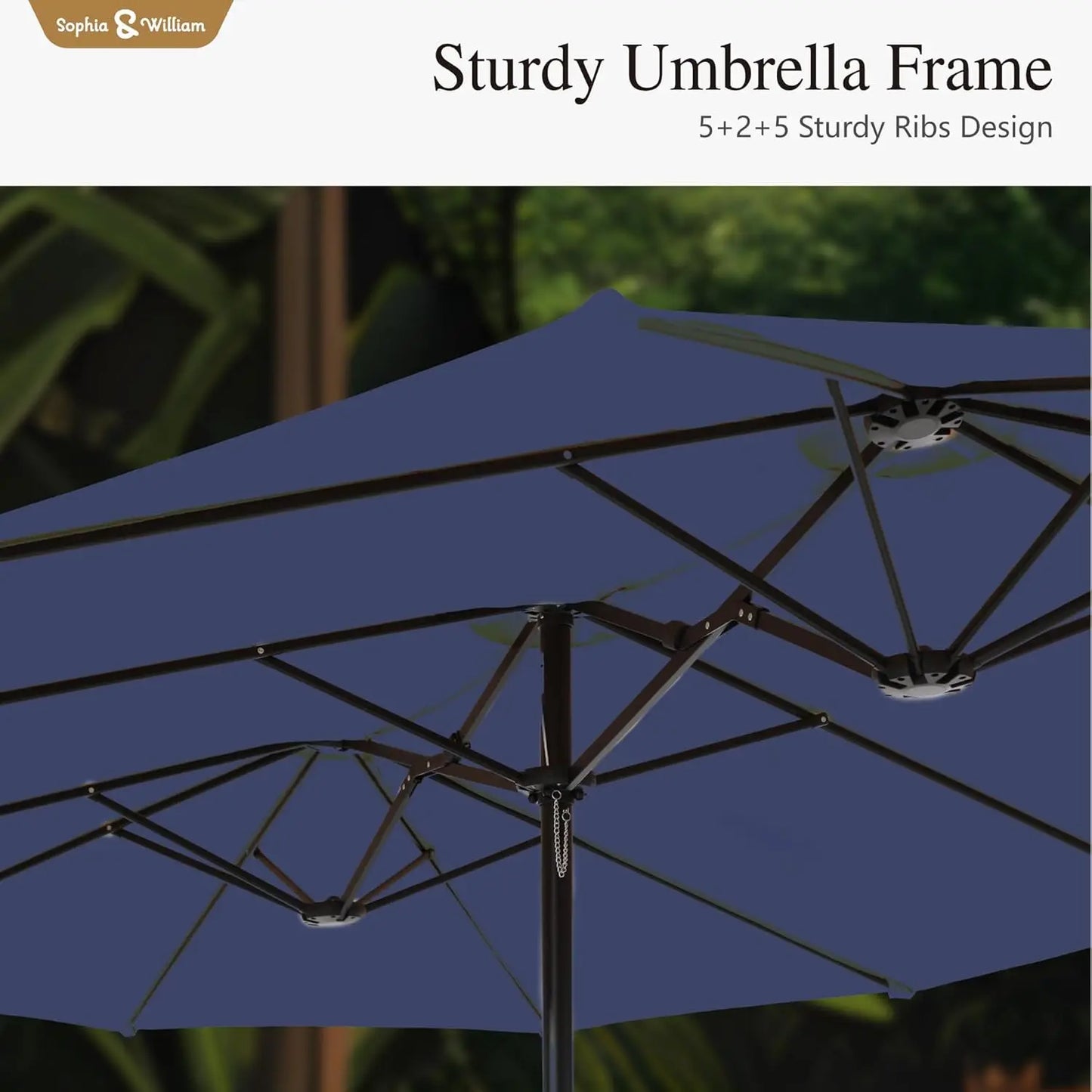 Patio Outdoor Table and Chairs Set with Umbrella Navy, Patio Dining Sets for 6, 7 Pieces Patio Table Set for Backyard, Custom