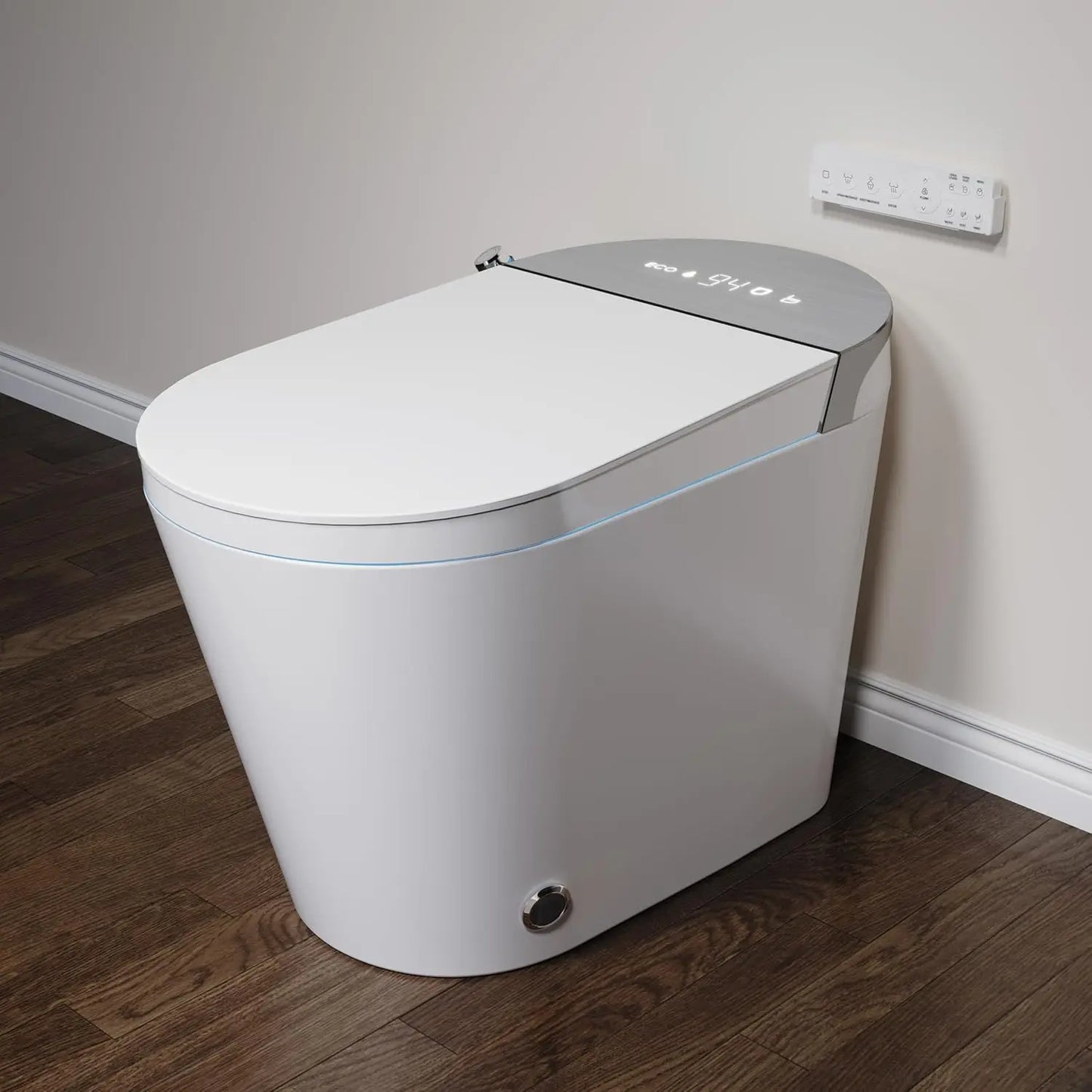 Smart Toilet with Bidet Built In, Heated Seat & Dual Auto Flush, Foot Sensor, Tankless Modern Elongated Electric, Customized