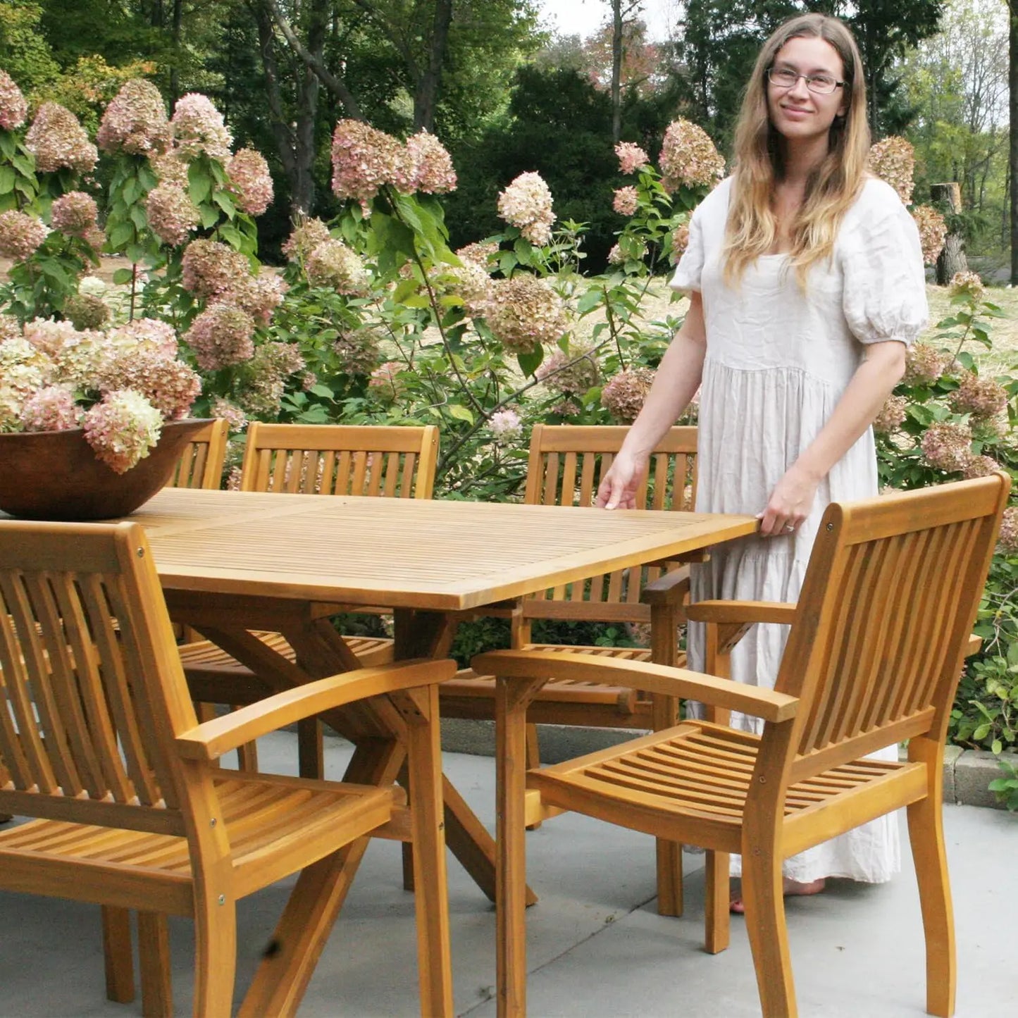 Wood Patio Dining Chairs Set of 2, 2 Pieces Outdoor Acacia Wooden Dining Chairs with Armrest & High Back for Porch,, Customized