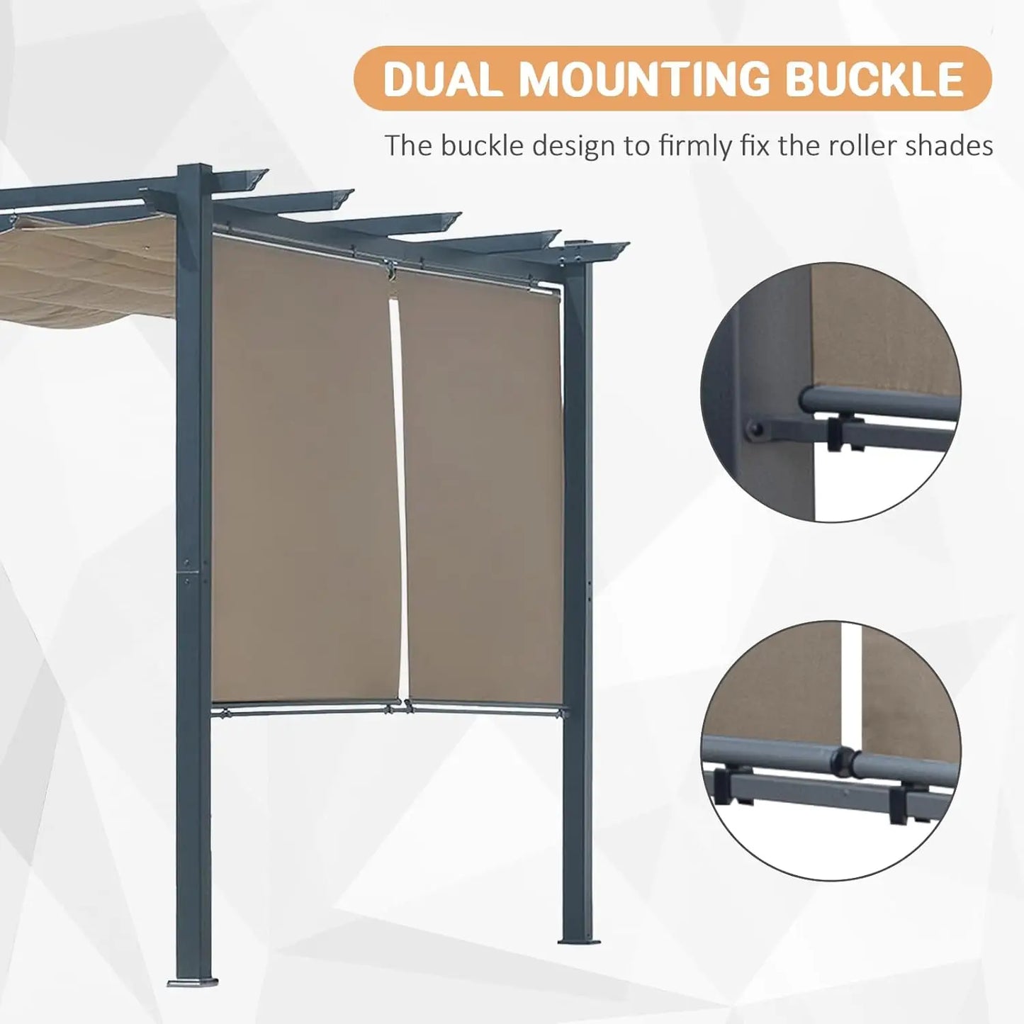 10 x 10 Ft Outdoor Aluminum Pergola, Retractable Canopy & 2 Sides Shades for Patio Backyard Garden Deck, Customized