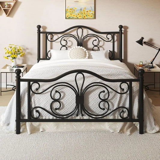 Full Metal Platform Bed with Sleek Design, Solid Slat Support, No Box Spring Required, Easy Assembly, Quiet Operation, Black
