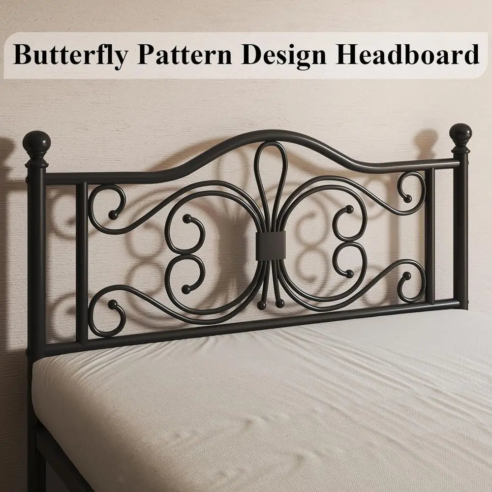 Full Metal Platform Bed with Sleek Design, Solid Slat Support, No Box Spring Required, Easy Assembly, Quiet Operation, Black