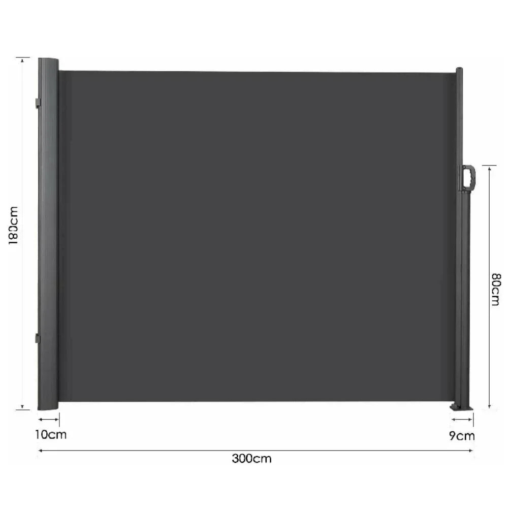 Retractable Side Awning Garden Sun Shade Screen Privacy Divider Deck Wind Fence Pool Shed Awning PU Coated
