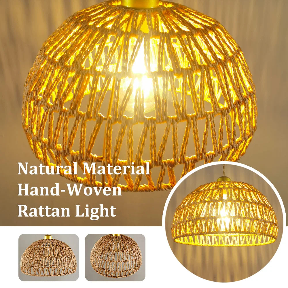 Ceiling chandelier,dining room pendant lights,E26 base,modern pendant lights,Height adjustable, Hand-Woven