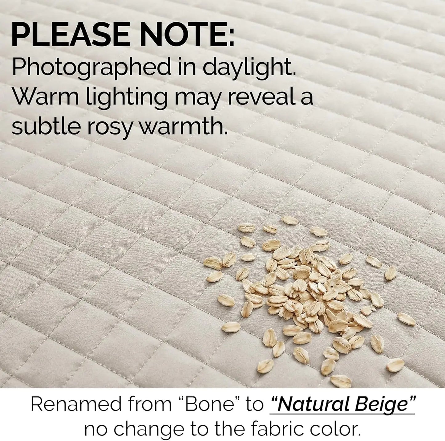 King Size Quilt Bedding Set - Lightweight Coverlet for King/Cal King, Natural Beige