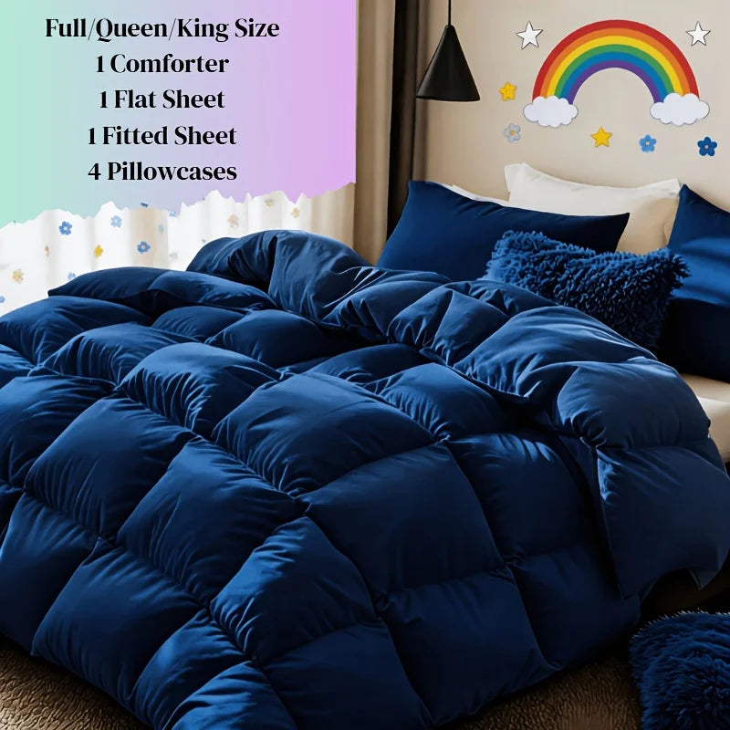 usCosybay 1pcs/2pcs/7pcs Large Comforter Set King Size, Red/Orange/Green 7pcs Luxury Cool Fitted Sheet Set with 14" Pocket, Queen Size Bed Sheet, 4pcs Large Pillow Cover, Luxury Bedding, Valentine's Day Bed In A Bag, Queen Si