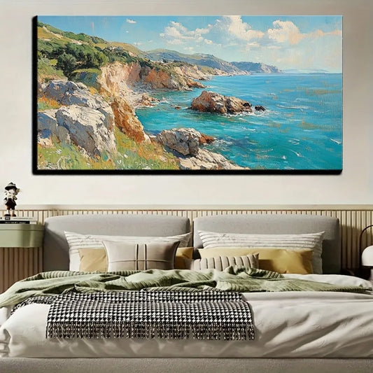 Natural landscape vintage oil painting, Victorian decorative painting, interior decoration, 1.5 inch thick pine solid wood frame