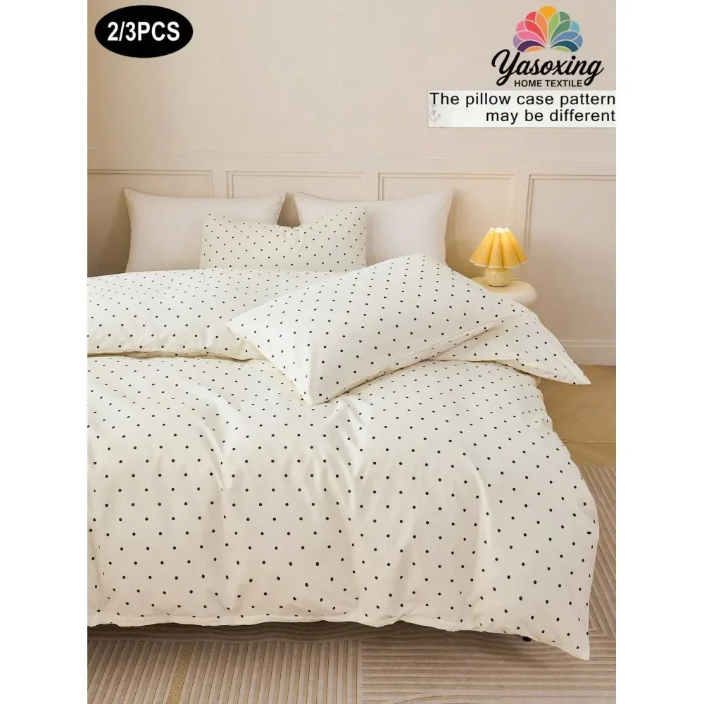 3pcs Set Black White Polka Dot Pattern Duvet Cover Set Easy Care Microfiber Soft Bedding Set Soft Breatheable WrinkFree Better
