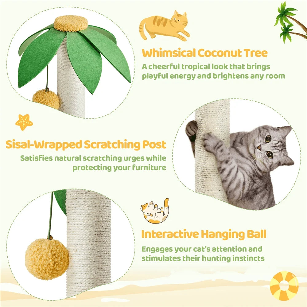 1PC 37inch Cat Tree Cat Tower With Natural Sisal