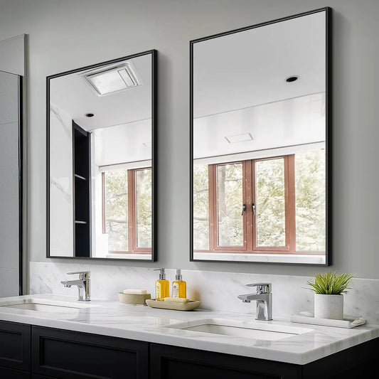 Bathroom Vanity Mirror for Wall, 2 Pack 36" x 24" Metal Framed Rectangular Bathroom Wall Mirror for Over Sink, HD Shatterproof G