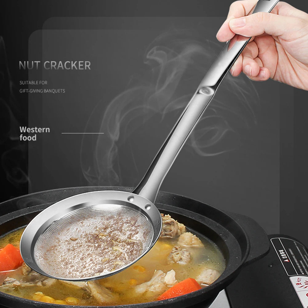 Fine Mesh Sieve Scoop Long Handle Hot Pot Skimmer Scoop Stainless Steel Kitchen Percolator Heat Resistant Kitchen Accessories