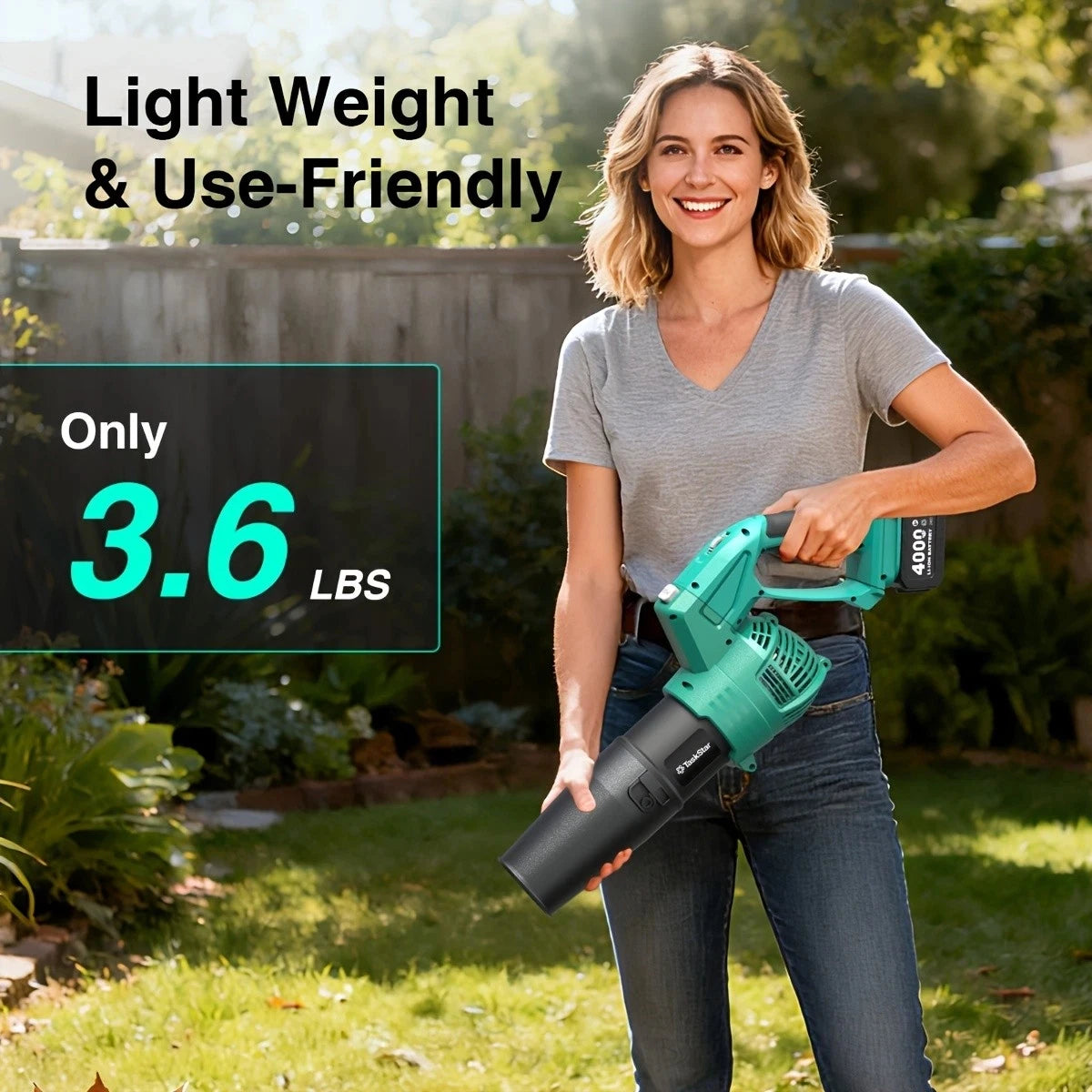 TaskStar Cordless Leaf Blower Yard Leaf Removal Storm Machine 5-Speed Adjustable Blower Power Tools With 2 4000mAh Batteries