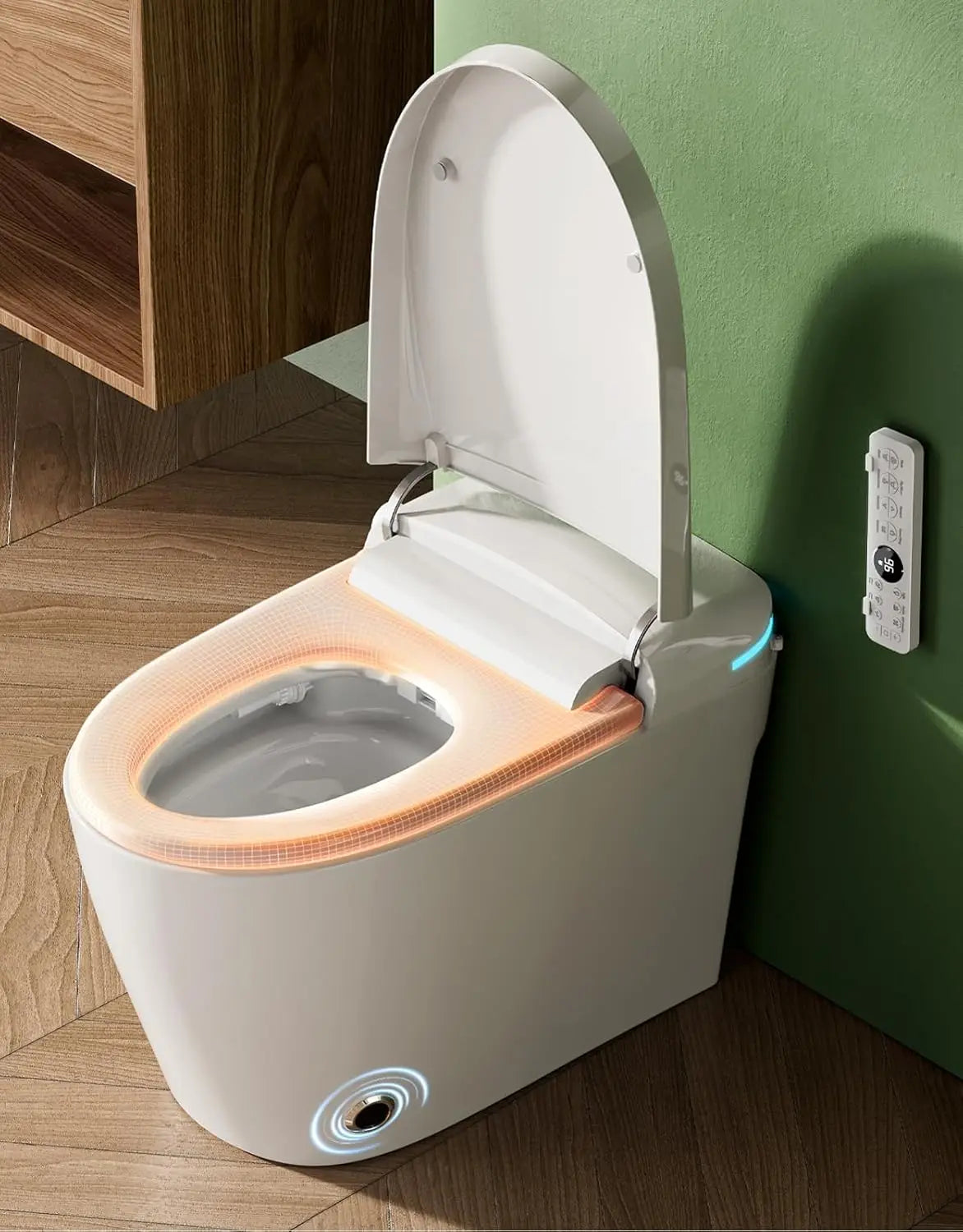 Smart Toilet with Bidet Built In, Heated Seat & Dual Auto Flush, Foot Sensor, Tankless Modern Elongated Electric, Customized