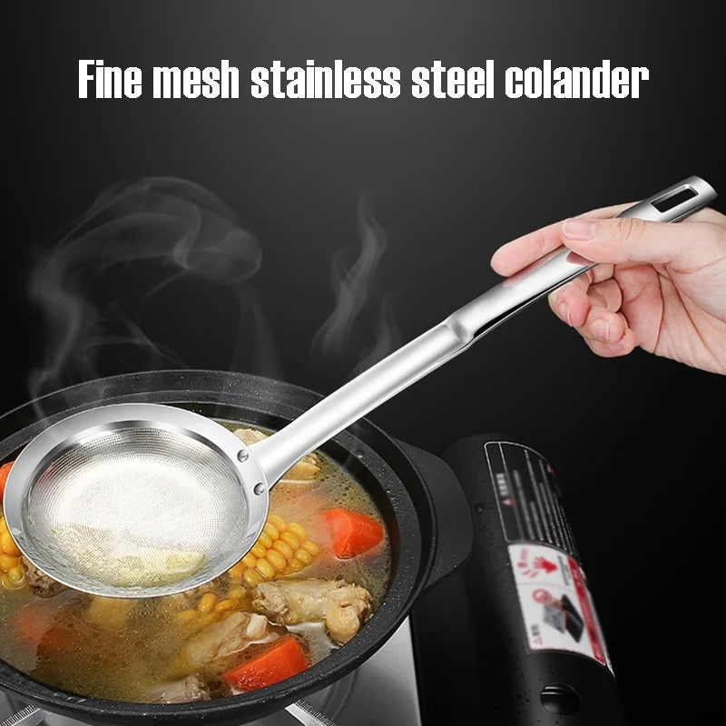 1pc Fine Mesh Strainer 304 Stainless Steel Skimmer Sieve with Handle Juice Soy Egg Filter Flour Colanders Kitchen Accessories
