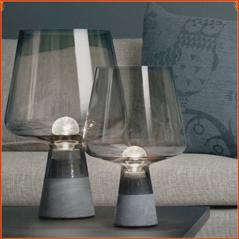 Leimu Table Lamp Modern Cement Table Lights for Bedroom Living Room Bedside Decor Industrial Glass Desk Lamp