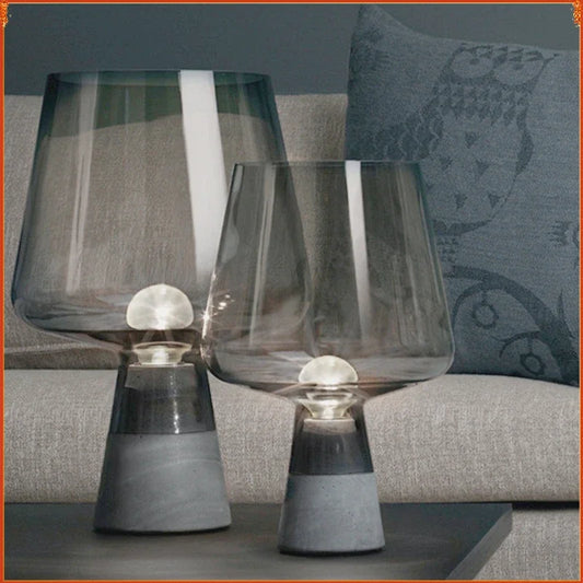 Leimu Table Lamp Modern Cement Table Lights for Bedroom Living Room Bedside Decor Industrial Glass Desk Lamp