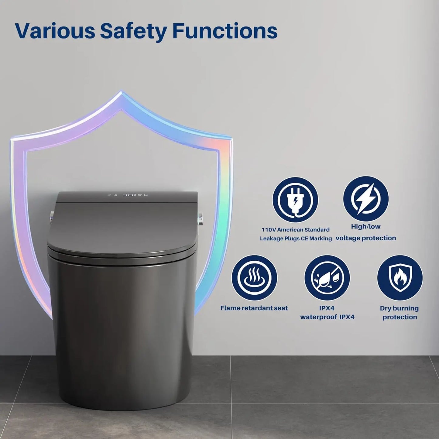 Smart Toilet,Tankless Toilets Dynamic Clean with Dryer, ADA Comfort Height One Piece Toilet with Warm Water, Customized