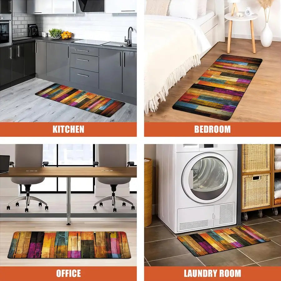 Mats for Floor Colorful kitchen rugs Cool Wooden Abstract Anti Fatigue Kitchen Mats Waterproof Floor Mats Cushioned NonSkid Stan