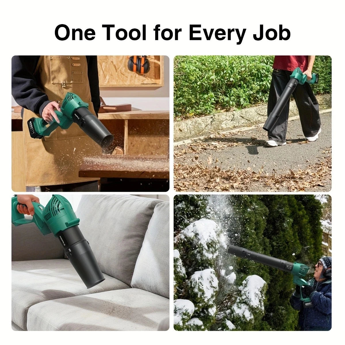TaskStar Cordless Leaf Blower Yard Leaf Removal Storm Machine 5-Speed Adjustable Blower Power Tools With 2 4000mAh Batteries