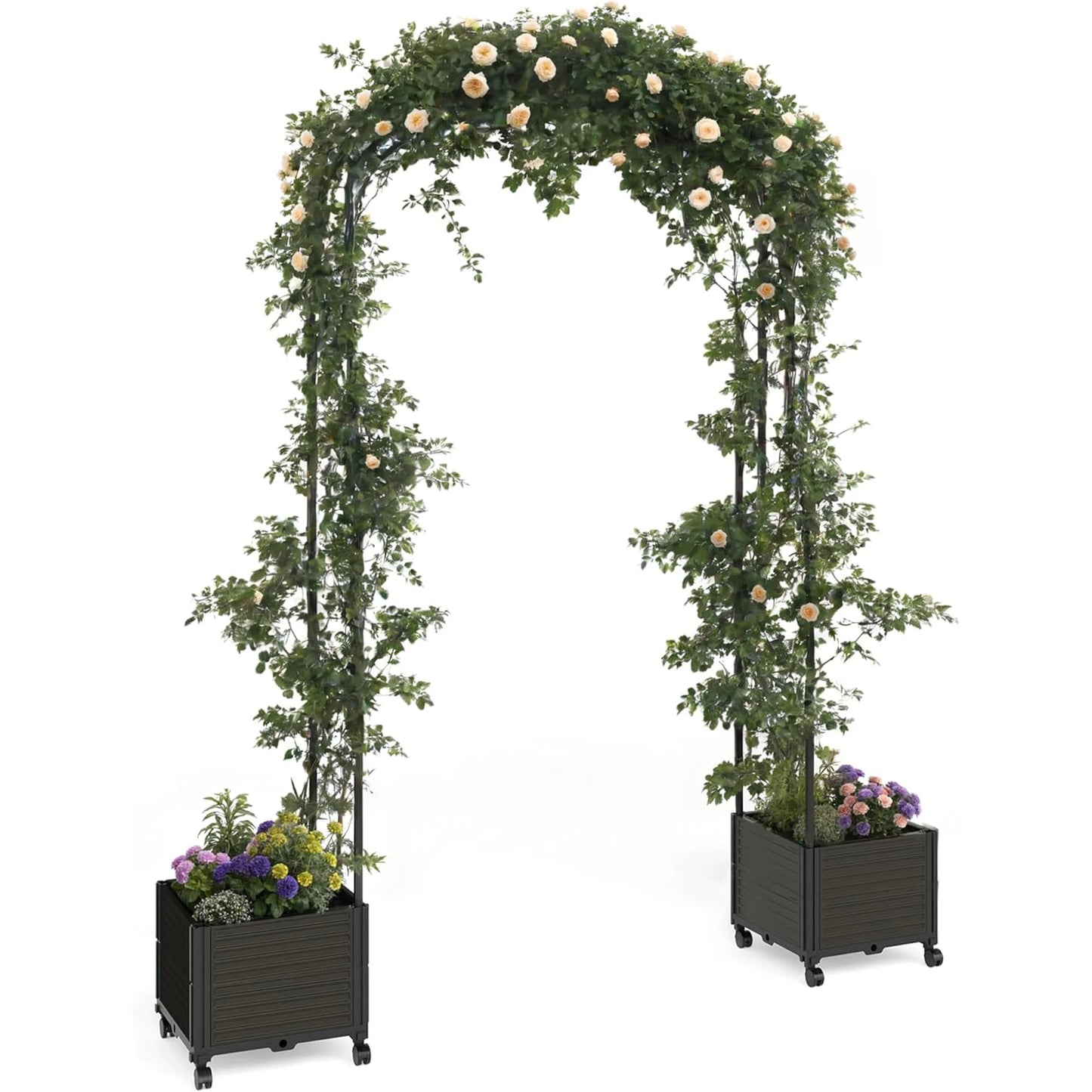 Raised Garden Bed with Trellis Arch  47" Wide Raised Planter Box for Flowers & Vines Wedding Garden Party Decoration
