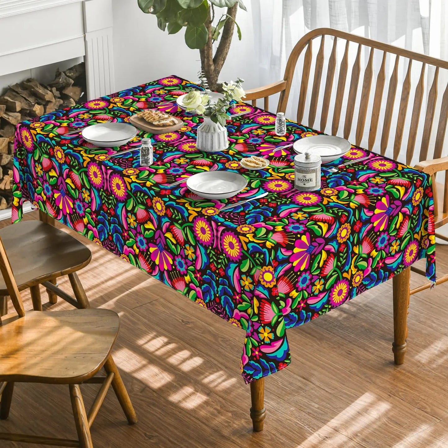 Mexico Day of The Dead Tablecloth Mexico Fiesta Party Decor Dia De Muertos Table Cloth Washable Table Decor Halloween Decoration