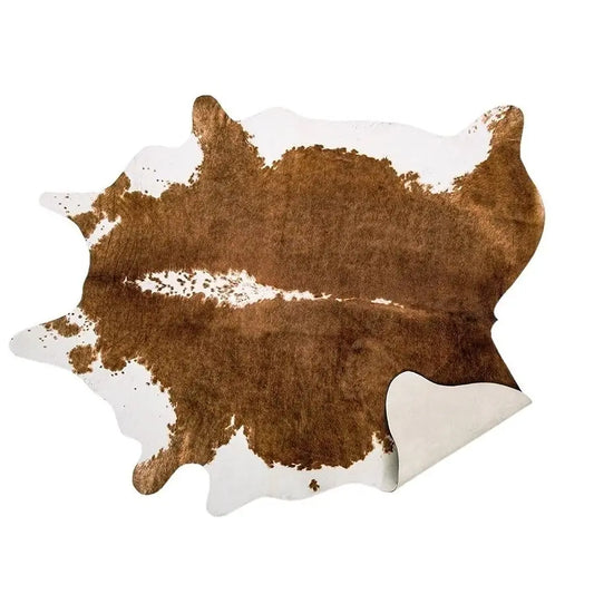 Premium Faux Cowhide Rug 4.6 x 5.2 Feet, Sturdy and Large Size Cow Print Rugs, Suitable for Bedroom Living Room Western Decor, F