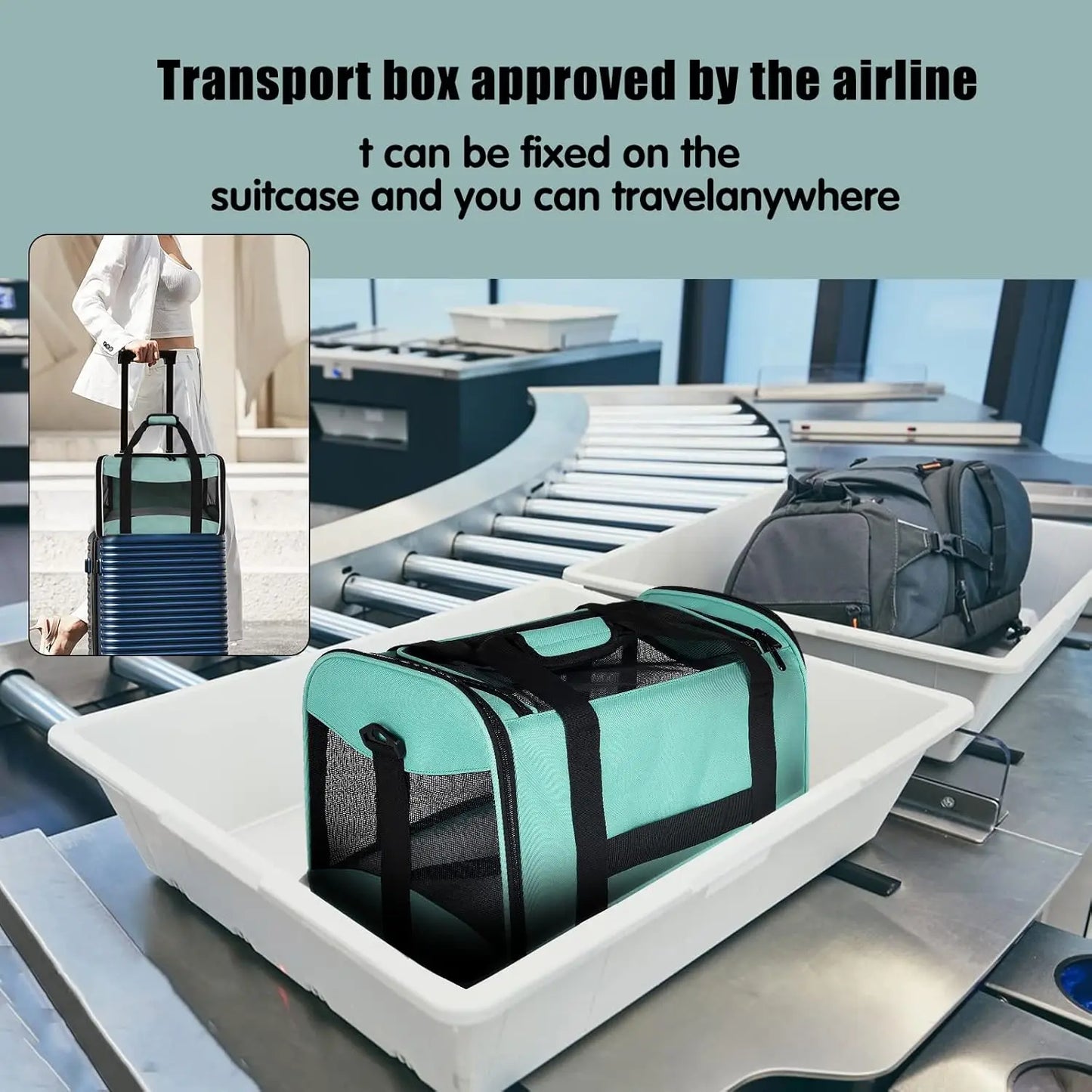 Cat Carrying Case - Soft Sided Pet Travel Carrier, Up to 30Lbs, Collapsible, Removable Fleece Pad, Breathable, X-Large Green