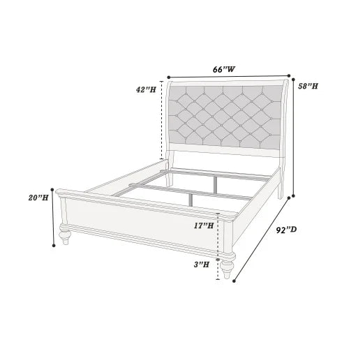 Glamorous 3pc Bedroom Set California King Size Bed 2x Nightstands Tufted Headboard Furniture