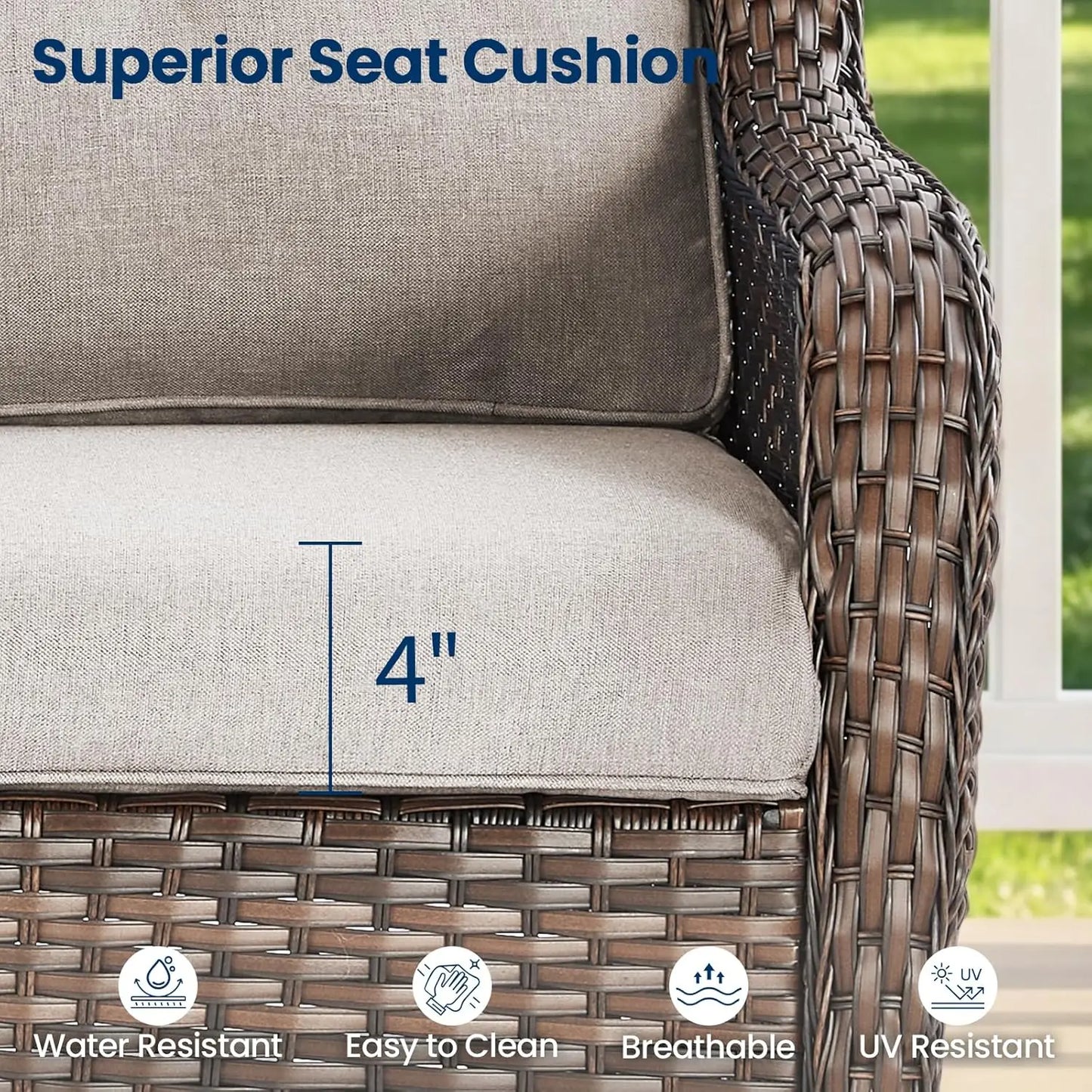 Patio Loveseat Sofa, Outdoor Wicker Loveseat with Luxury Thick Cushion, All-Weather Patio Furniture Set, Outdoor, Customized