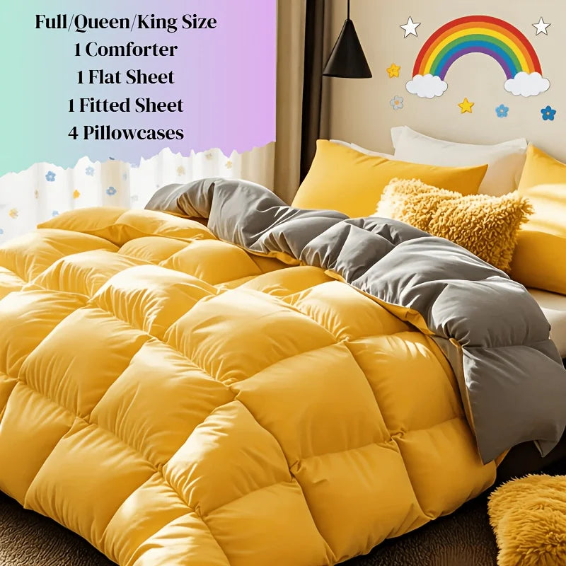 usCosybay 1pcs/2pcs/7pcs Large Comforter Set King Size, Red/Orange/Green 7pcs Luxury Cool Fitted Sheet Set with 14" Pocket, Queen Size Bed Sheet, 4pcs Large Pillow Cover, Luxury Bedding, Valentine's Day Bed In A Bag, Queen Si