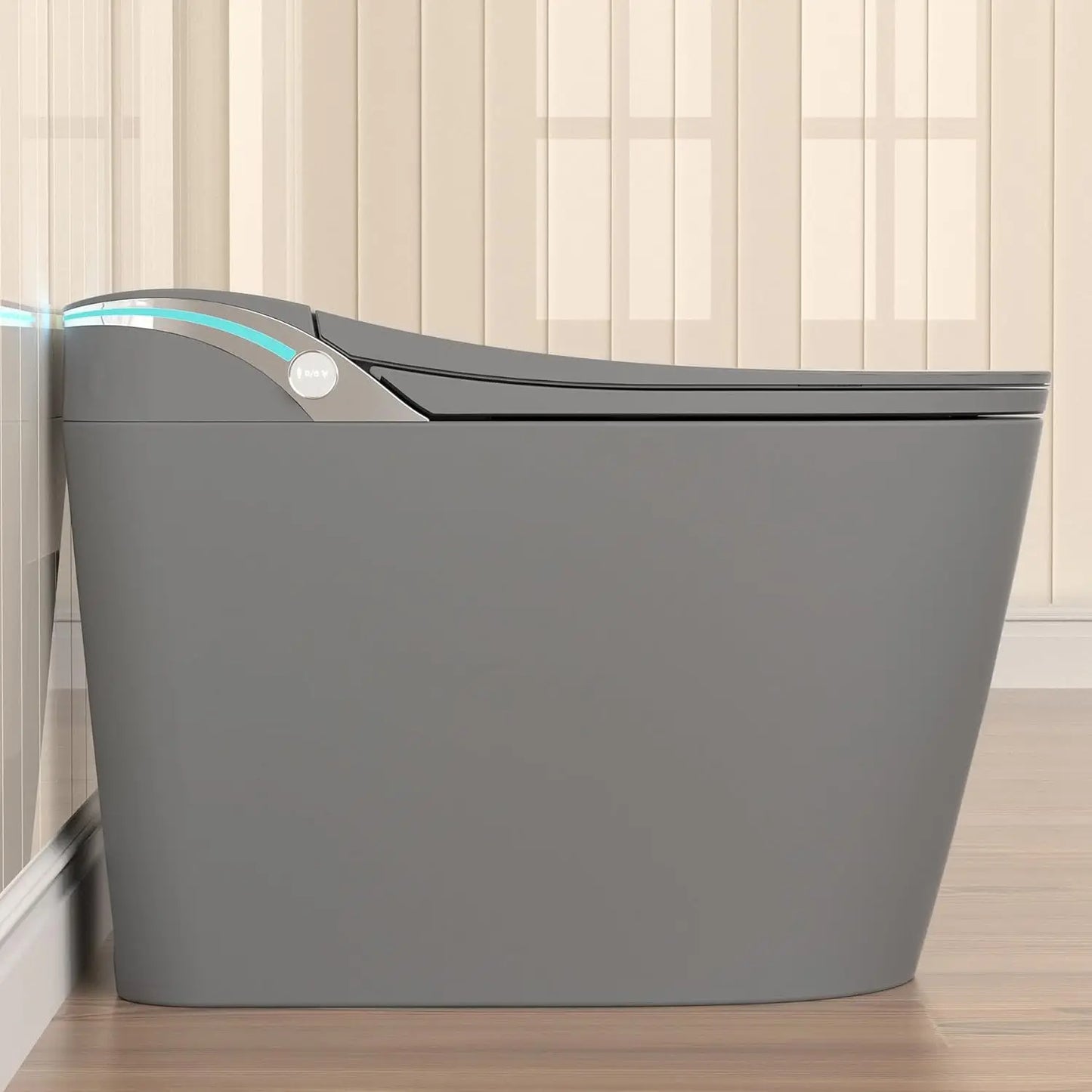 Black Smart Toilet with Bidet Built In, Heated Seat, Warm Water and Dry,ADA Comfort Height Foot Sensor and Night, Customized