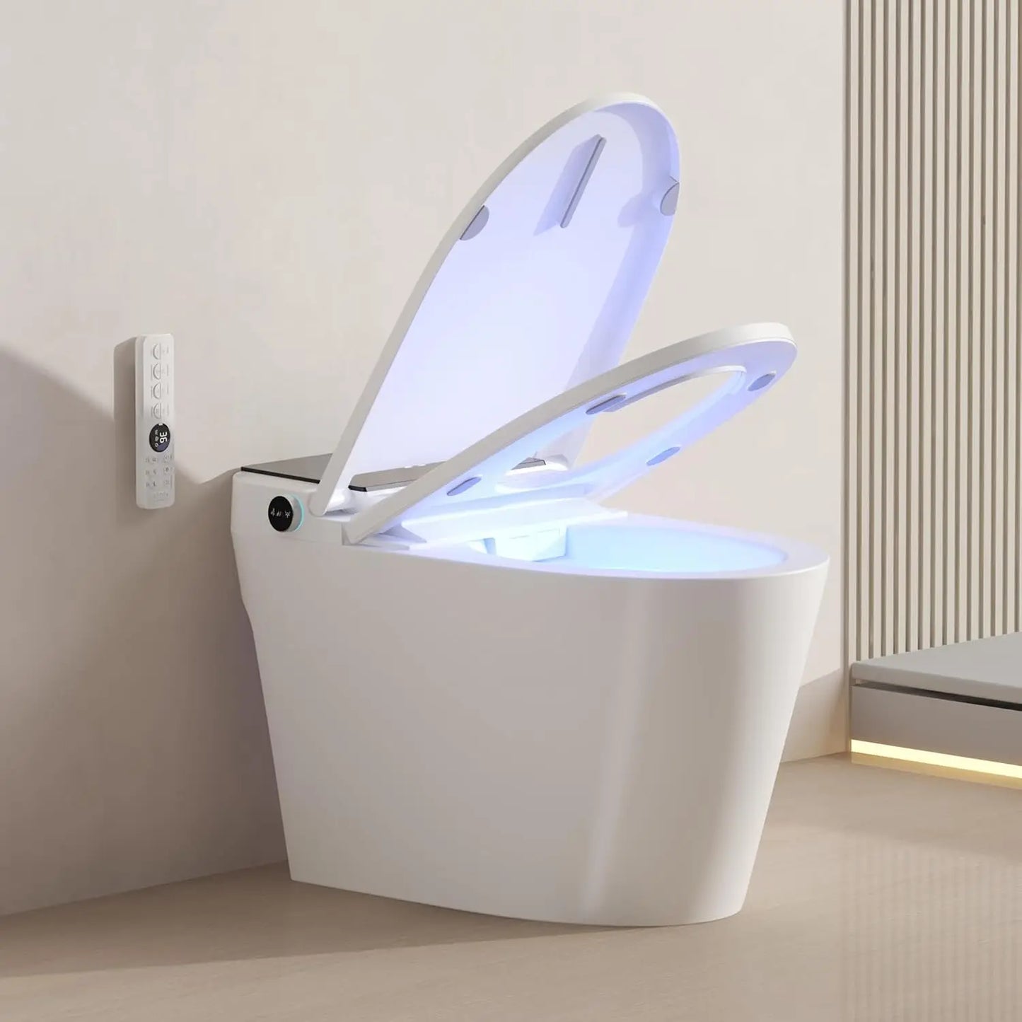 Smart Toilet with Bidet Built In, Heated Seat & Dual Auto Flush, Foot Sensor, Tankless Modern Elongated Electric, Customized