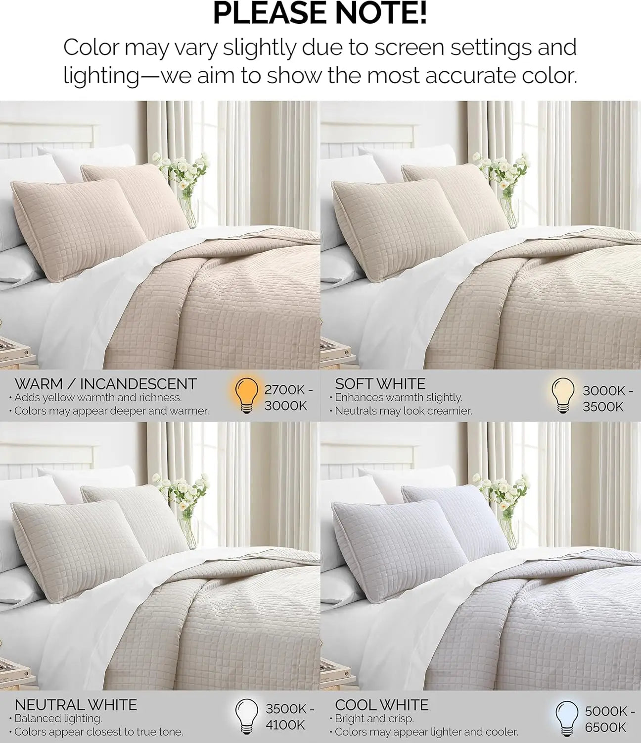 King Size Quilt Bedding Set - Lightweight Coverlet for King/Cal King, Natural Beige
