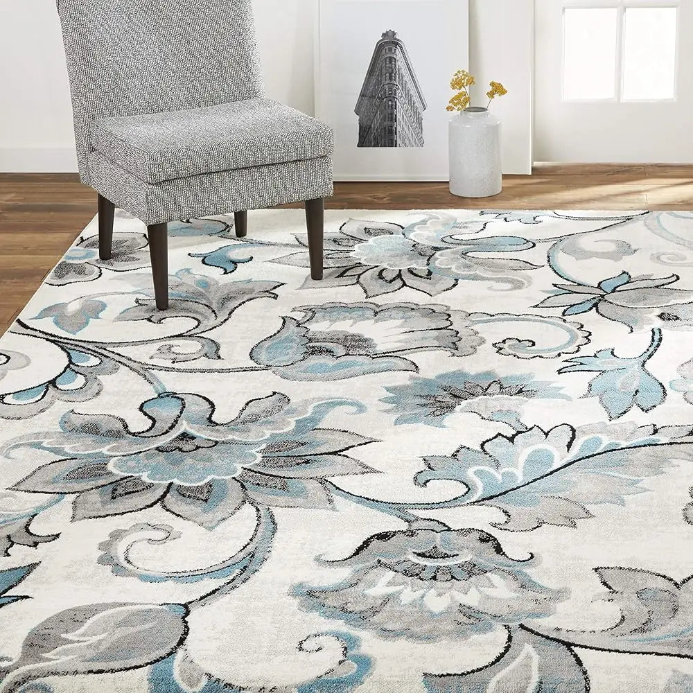 Boho Odesa Area Rug 7'9""X10'2"", Ikat Ivory/Blue