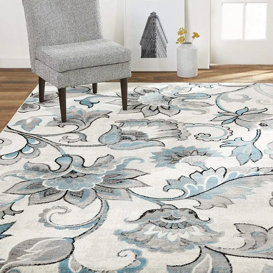 Boho Odesa Area Rug 7'9""X10'2"", Ikat Ivory/Blue